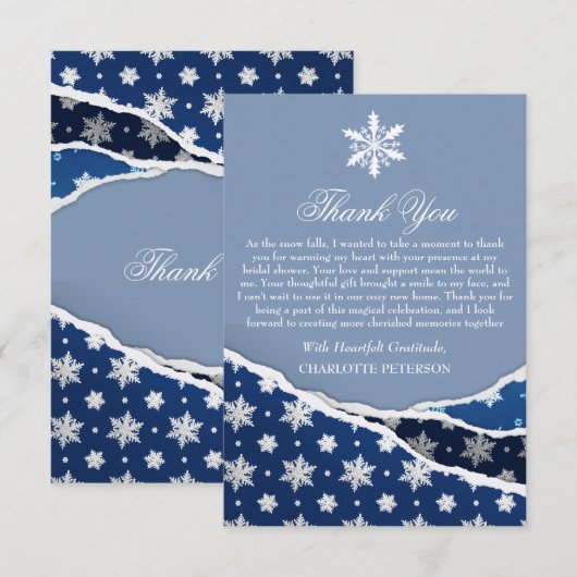 Winter Sneeuwvlokken Vrijgezellenfeest Bedankkaart (Voorkant / Achterkant)