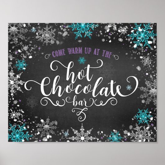 Winter Sneeuwvlokken Warme Chocolade Bar Tafel Bor Poster (Voorkant)