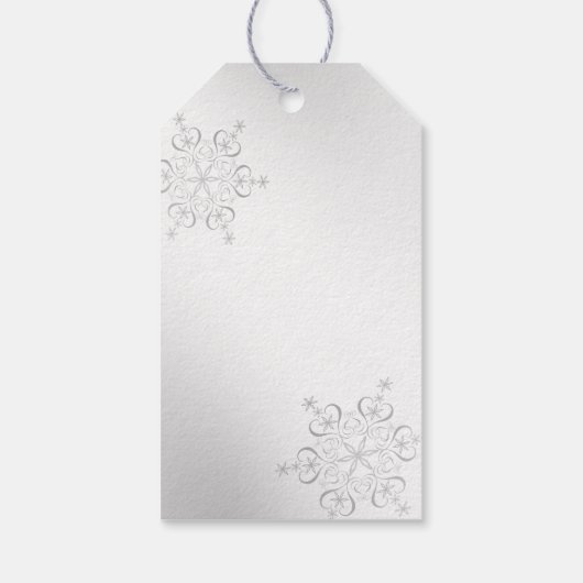 Winter Sneeuwvlokken Zilver Cadeaulabel (Achterkant)