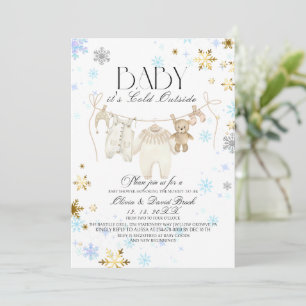 Winter Sneeuwvlokken Zilver en Goud Baby Borrel Kaart