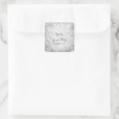 Winter Sneeuwvlokken Zilver & Wit Feestgunst Vierkante Sticker (Tas)