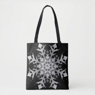 Winter Sneeuwvlokken Zwart All-Over-Print Boodscha Tote Bag