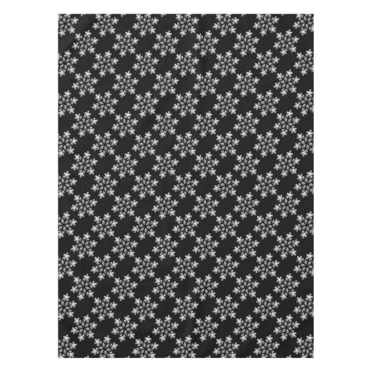 Winter Sneeuwvlokken Zwart-wit Kerstsneeuw Tafelkleed (Voorkant)