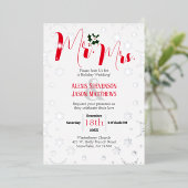 Winter Sneeuwvlokker Mr en Mrs Kerst Huwelijk Folie Uitnodiging (Staand Voorkant)