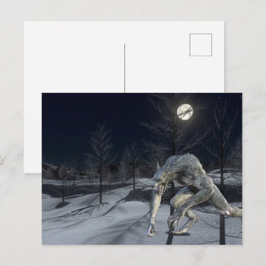 Winter Sneeuwweerwolf enge Halloween Briefkaart (Voorkant / Achterkant)