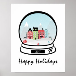 Winter SneeuwWereldbol Holiday Poster Sign