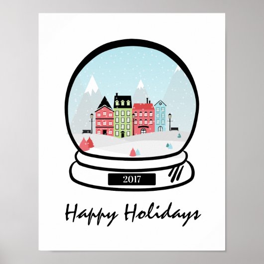 Winter SneeuwWereldbol Holiday Poster Sign (Voorkant)