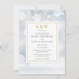 Winter Sneeuwwitmonogram Baby shower Kaart