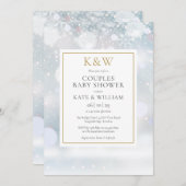 Winter Sneeuwwitmonogram Baby shower Kaart (Voorkant / Achterkant)