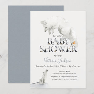 Winter Sneeuwwitvos baby shower Kaart