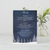 Winter Sneeuwwoud Sterrennacht Navy Bruiloft Informatiekaartje (Staand voorkant)