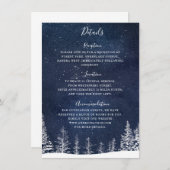 Winter Sneeuwwoud Sterrennacht Navy Bruiloft Informatiekaartje (Voorkant / Achterkant)