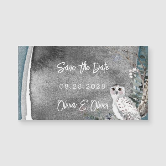 Winter Sneeuwwoudverf bruiloft bewaart de datum (Voorkant)