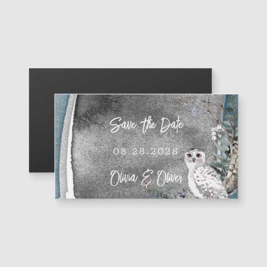 Winter Sneeuwwoudverf bruiloft bewaart de datum (Voorkant / Achterkant)