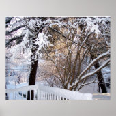 Winter sneeuwzicht vanaf de voorveranda poster (Voorkant)