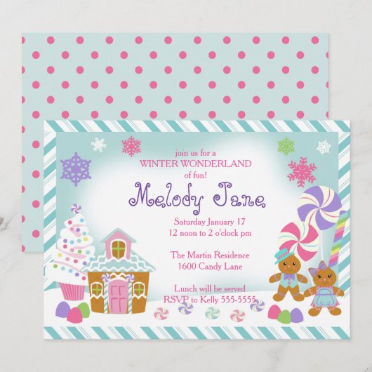 Winter Snoep Uitnodiging (Voorkant / Achterkant)