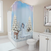 Winter Snow Angel Scene Shower Curtain Douchegordijn (In situ)
