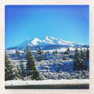 Winter Snow at Mount Shasta, Californië Glazen Onderzetter