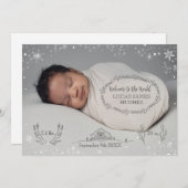 Winter Snow Baby Boy Fotoaankondiging Aankondiging (Voorkant / Achterkant)