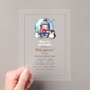Winter Snow "Baby, het is koud buiten!" Baby Showe Acryl Uitnodigingen