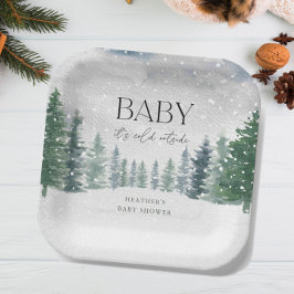 Winter Snow Baby Het is koud buiten Baby Shower Papieren Bordje
