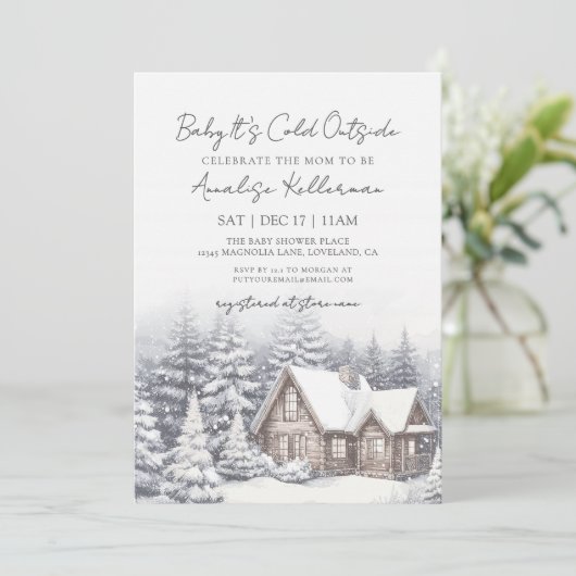 Winter Snow Baby Shower Kaart (Staand voorkant)