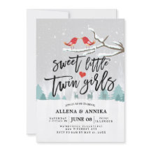 Winter Snow Baby shower Sweet Little Twin Girls