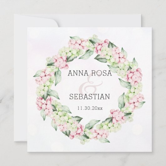 ** Winter Snow Berry AR12 Boho QR RSVP bruiloft Kaart (Voorkant)