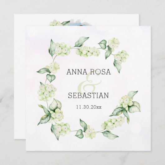 ** Winter Snow Berry AR12 Boho RSVP QR Huwelijk Kaart (Voorkant / Achterkant)