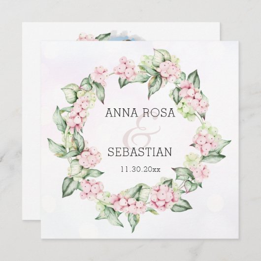 ** Winter Snow Berry AR12 QR RSVP Boho Wedding Kaart (Voorkant / Achterkant)