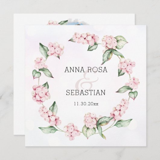 ** Winter Snow Berry Boho QR RSVP AR12 bruiloft Kaart (Voorkant / Achterkant)