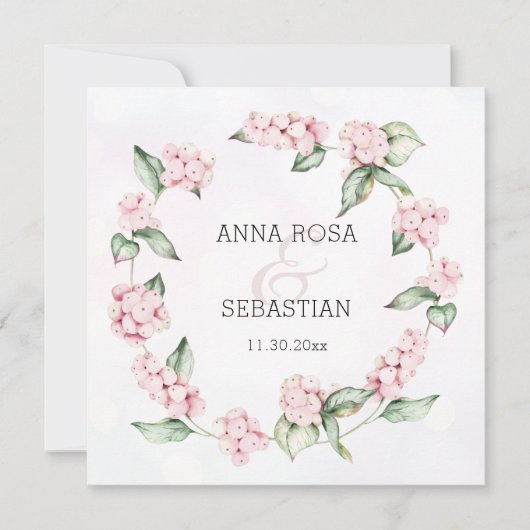 ** Winter Snow Berry Boho QR RSVP AR12 bruiloft Kaart (Voorkant)