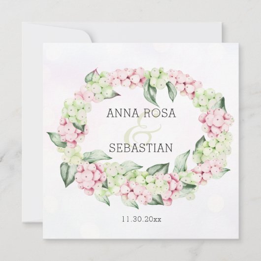 ** Winter Snow Berry Boho RSVP AR12 QR Huwelijk Kaart (Voorkant)