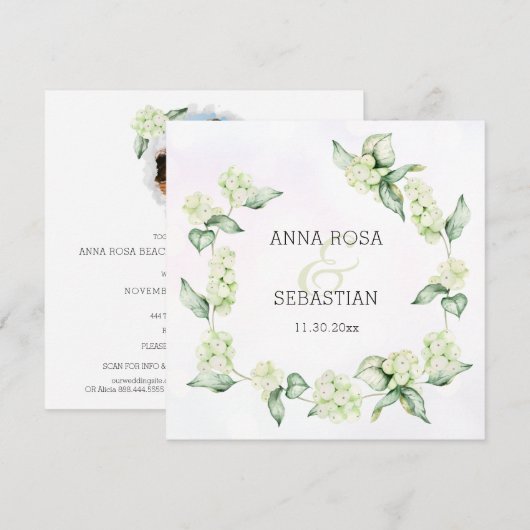 ** Winter Snow Berry Boho RSVP QR AR12 bruiloft Kaart (Voorkant / Achterkant)