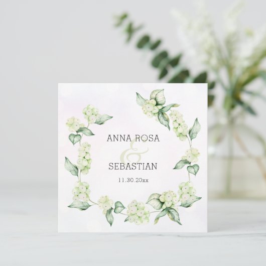 ** Winter Snow Berry Boho RSVP QR AR12 bruiloft Kaart (Staand voorkant)