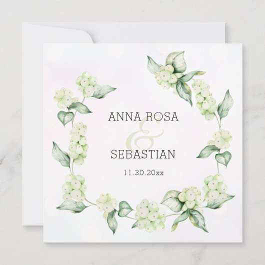 ** Winter Snow Berry Boho RSVP QR AR12 bruiloft Kaart (Voorkant)