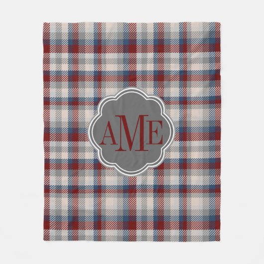 Winter Snow Berry Tweed Patterned Pset Monogram Fleece Deken (Voorkant)