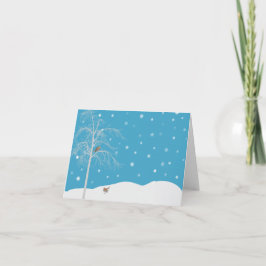 Winter Snow Bird Tree Blank Notecard Kaart