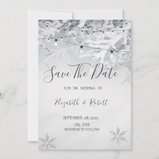 Winter Snow Branches Bewaar de datum Save The Date (Voorkant)