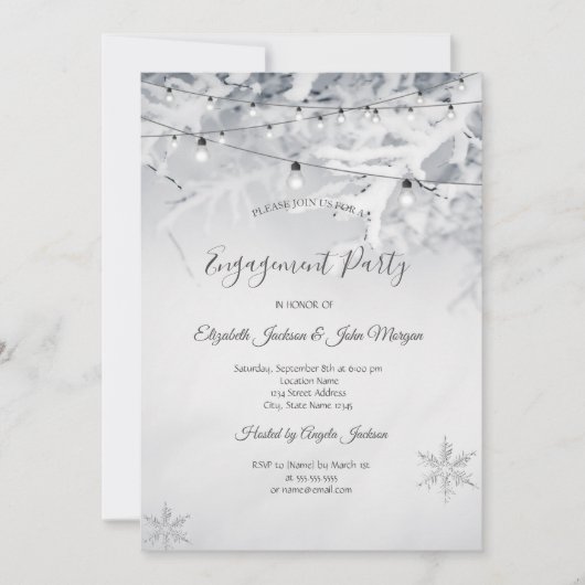 Winter Snow Branches Huwelijk Verloving Kaart (Voorkant)