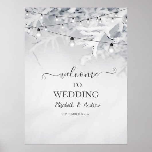 Winter Snow Branches Wedding Poster (Voorkant)