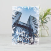 Winter Snow Building Foto Corporate Holiday Card Feestdagenkaart (Staand voorkant)