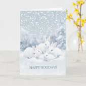 Winter Snow Bunny Christmas Gevouwen Wenskaart Kaart (Gele Bloem)