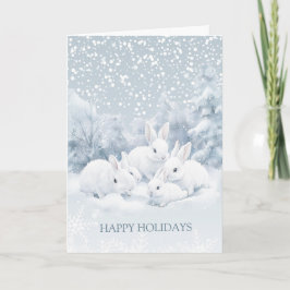 Winter Snow Bunny Christmas Gevouwen Wenskaart Kaart