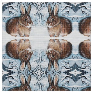 Winter Snow Bunny Fabric Stof