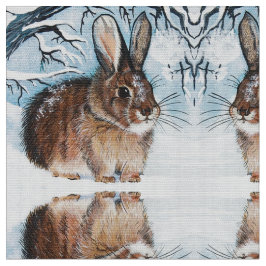 Winter Snow Bunny Fabric Stof
