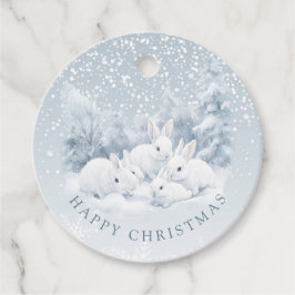 Winter Snow Bunny Kerstgunst Tags Bedankjes Labels