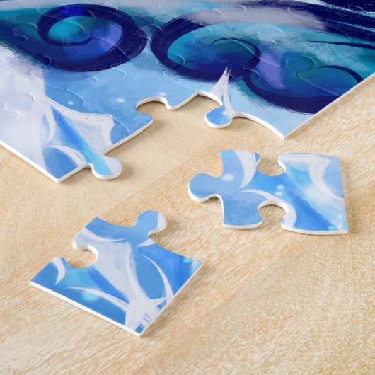 Winter Snow Cabin Landscape Art Jigsaw Puzzle Legpuzzel (Zijkant)