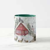 Winter Snow Cabin Woodland Forest Deer Mok (Midden)