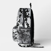 Winter Snow Camo Backpack – Black & White Frosted  Bedrukte Rugzak (Rechts)